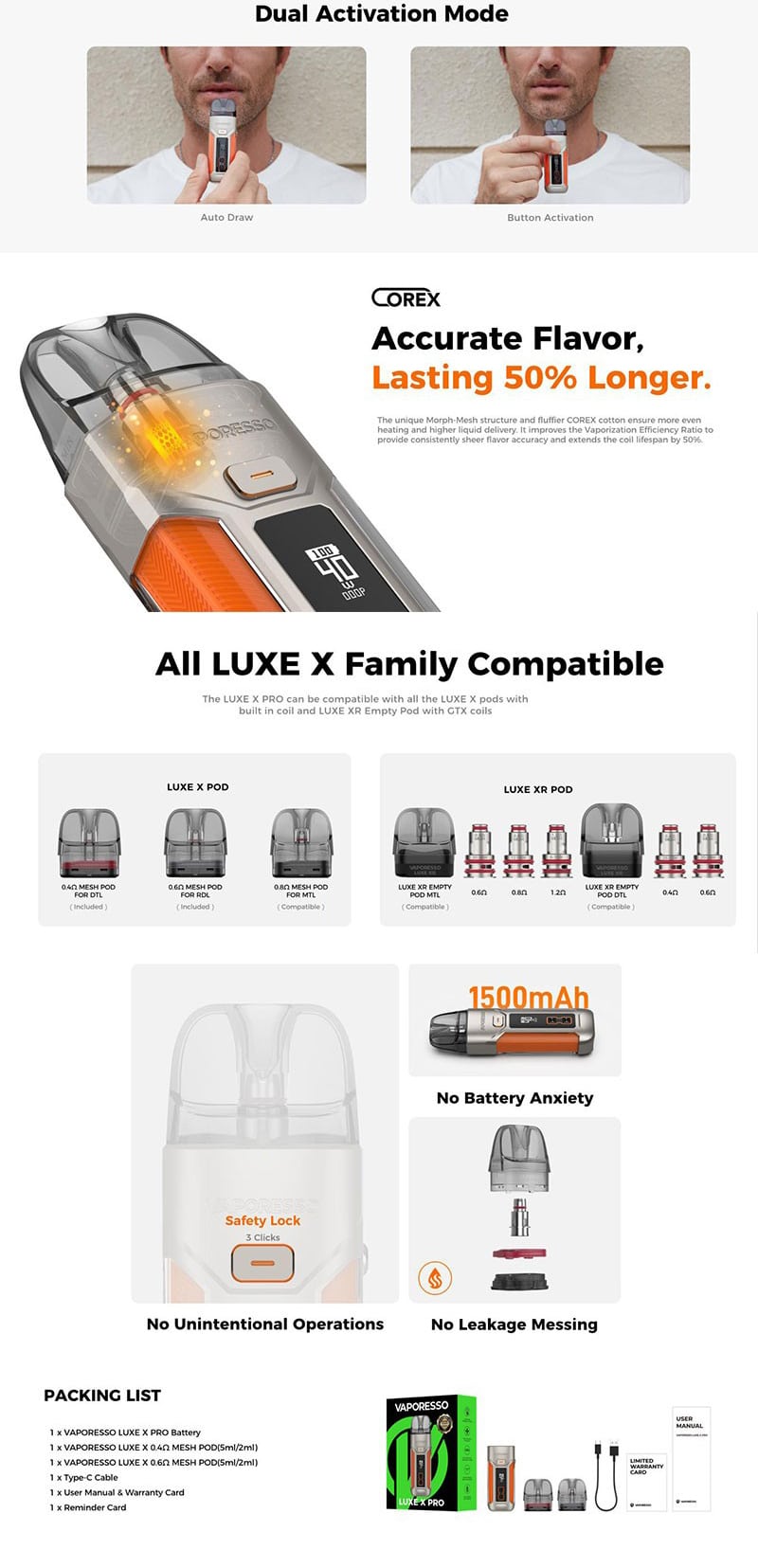 1 Luxe X Pro Pod System Kit Vaporesso 3